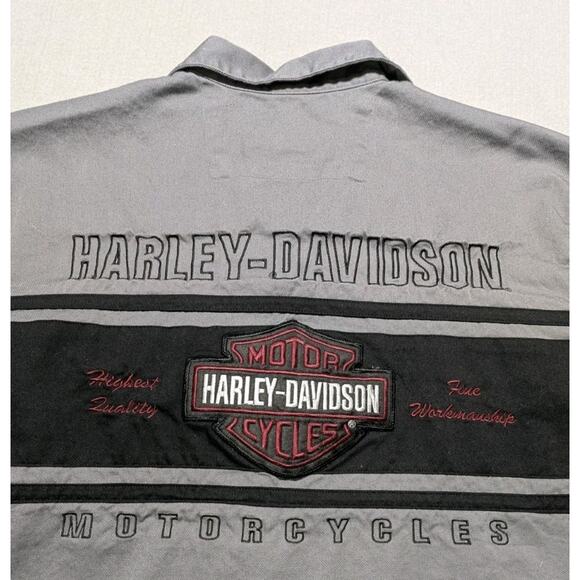 Harley-Davidson Oil Service Shirt Gray Black Patches 96619-07VM Vintage 2006 L - Picture 8 of 13